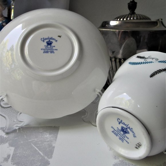 Fine Bone China Mug& Saucer Blue Grass by Gladstone Staffordshire, England 1960s - Picture 12 of 15